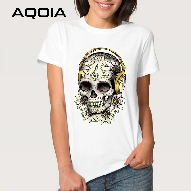 Белая женская футболка AQOIA в стиле Харадзюку с коротким рукавом повседневные