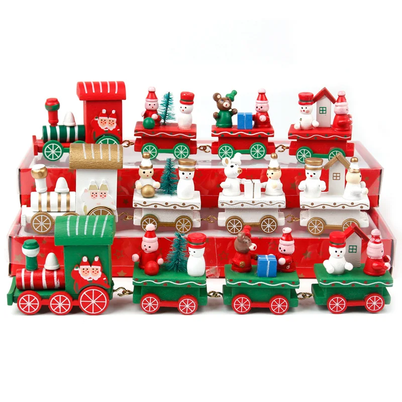 PATIMATE Christmas Wooden Train Merry Christmas Decorations For Home Christmas Ornaments Xmas Navidad Gift New Year