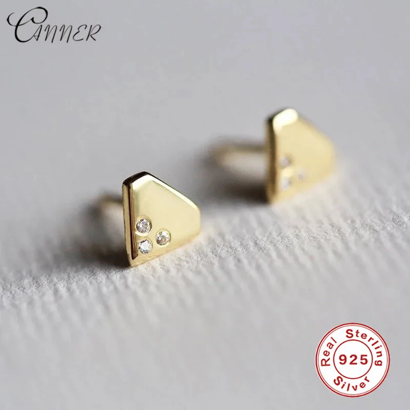 Женские серьги-гвоздики из серебра 925 пробы с золотым крошечным цирконием |