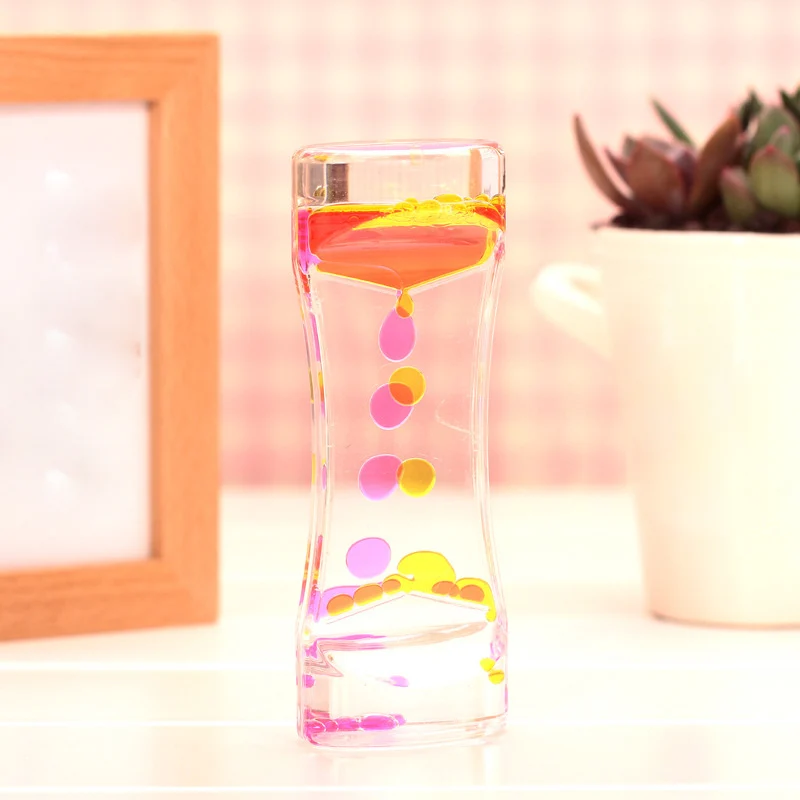 

Newly Floating Color Mix Illusion Timer Liquid Motion Visual Slim liquid Oil Glass Acrylic Hourglass Timer Clock Ornament Desk