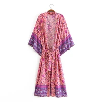 rayon cotton hippie maxi kimono robes casual holiday hole bat wing sleeve loose fit boho kimono dress women vestidos