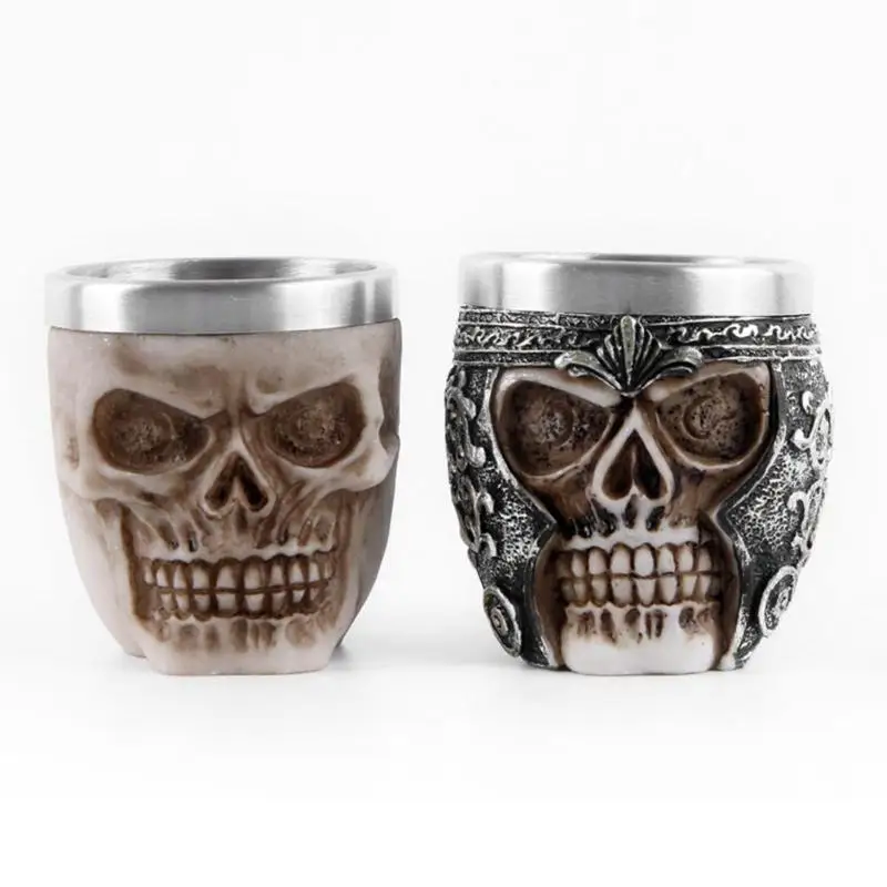 Нержавеющая Готическая кружка для пива с черепом из смолы готические вечерние