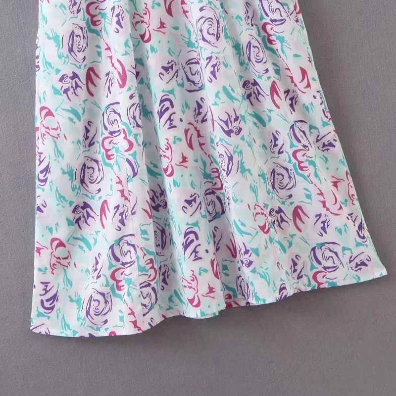 Женское белое платье в горошек с длинным рукавом и цветочным принтом | Женская