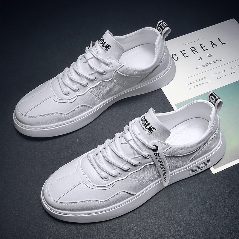 

Designer Sneakers For Men Shoes Leather Walking 2020 Spring Luxury lace up High Quality Casual Shoes Flats Men's Footwear