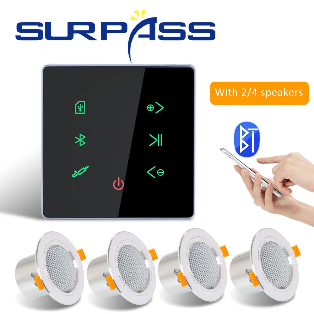 Bluetooth Home Wall Amplifier Power Fm HiFi Stereo Sound Audio Moistureproof Bathroom Ceiling Speaker Background Music for Hotel