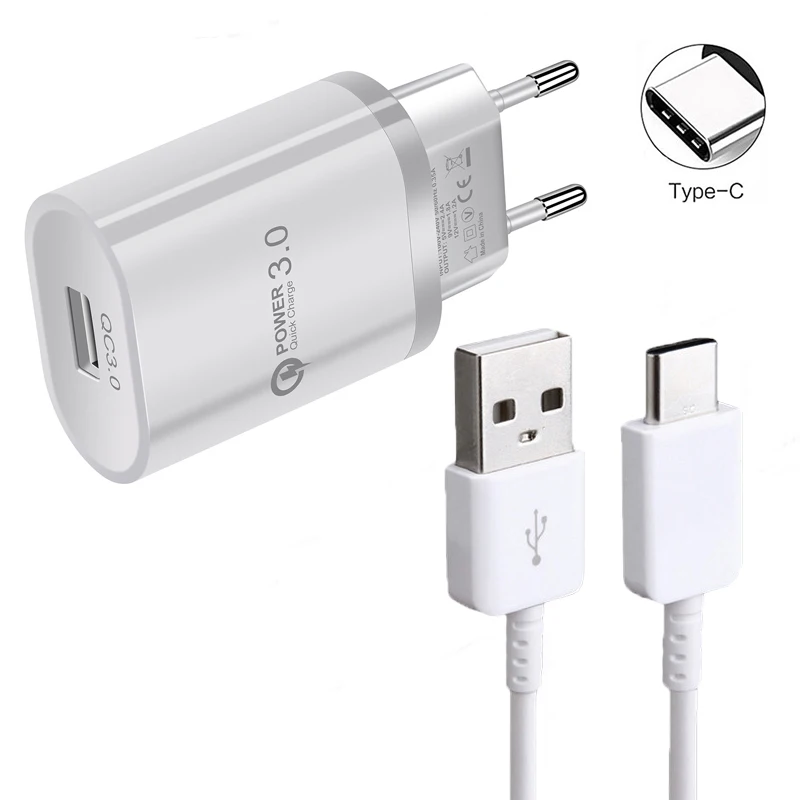 Адаптивное быстрое зарядное устройство с USB кабелем типа c для Huawei P20 P30 Mate 20 30 Pro Lite