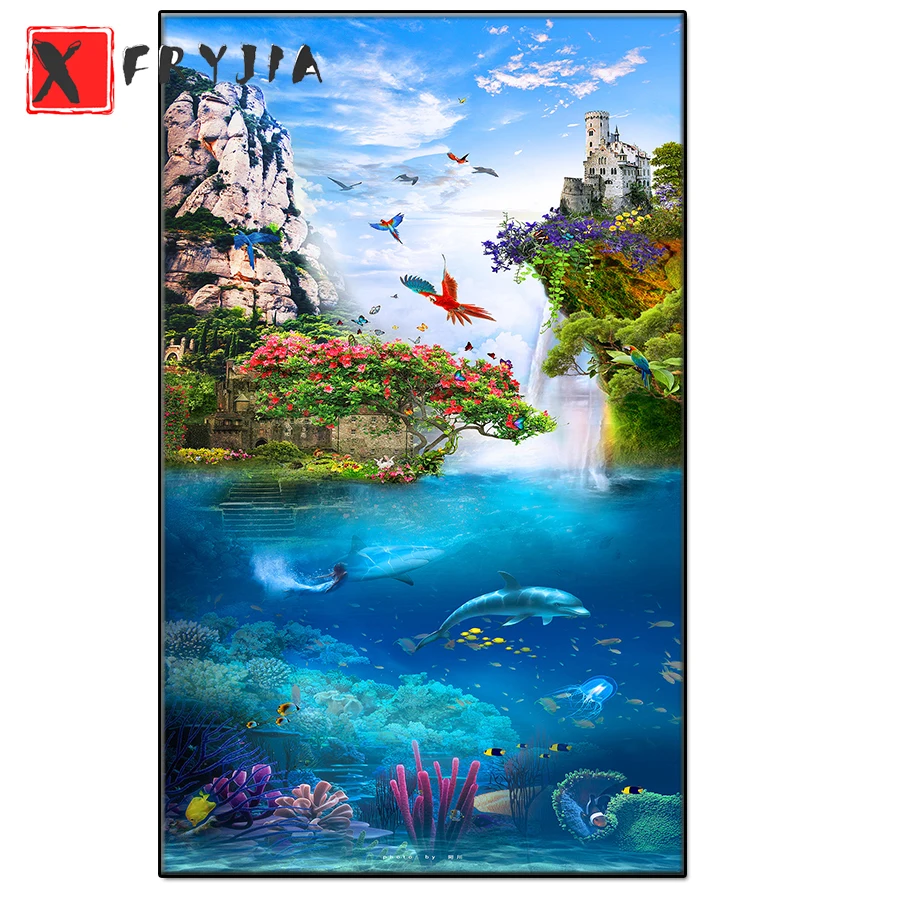 

Rhinestone painting Natural scenery marine animals stitch cross diamond embroidery diamond painting mosaic diamond home decor