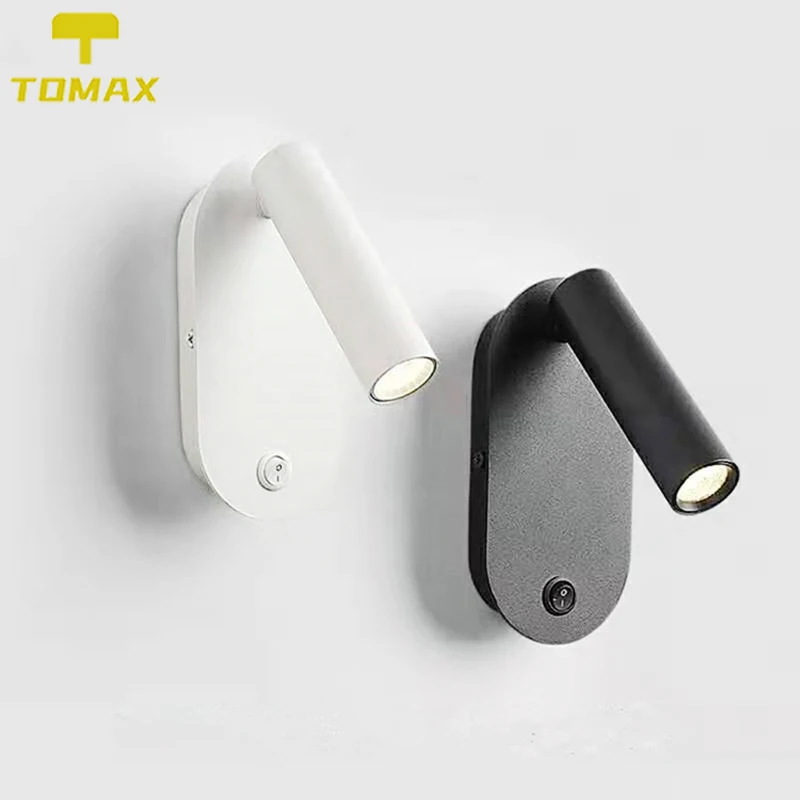 

Прикроватный настенный светильник овальный светодиодный Nordic Минималистский Спальня Кабинет личность отель с переключателем маленький LED-...