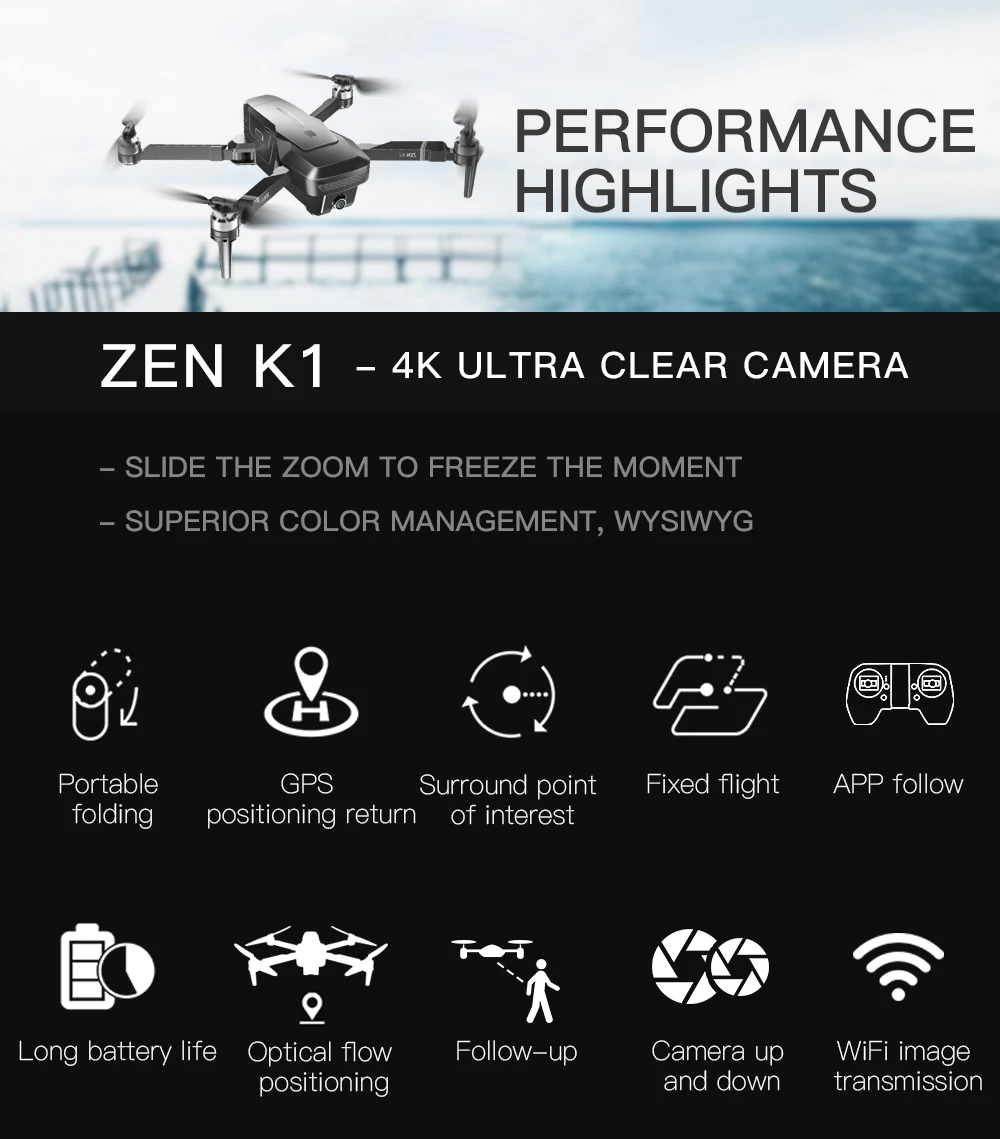 Visuo ZEN K1 Радиоуправляемый Дрон GPS с 4K HD Двойная камера управление жестами Квадрокоптер с 5G Wifi камера полета 28 минут Дрон VS F11 B4W