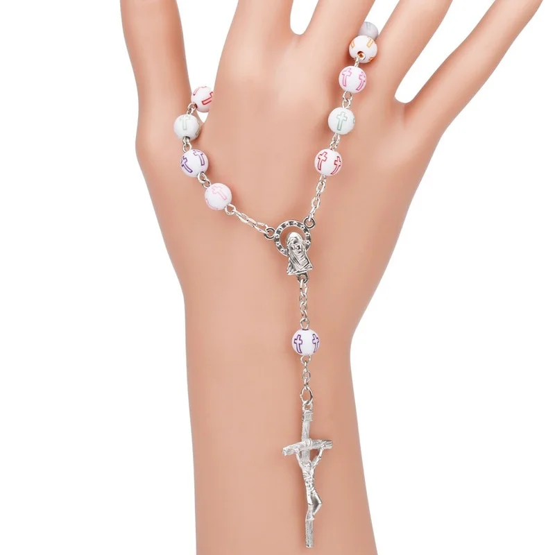 Акриловые бусины Крест католический четки браслет Мини карманный для переноски