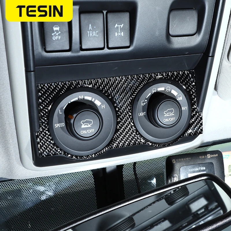 TESIN Soft Carbon Fiber Car 4WD Four-Wheel Drive Switch Panel Decoration Sticker Interior Accessories for Toyota 4Runner 2010+ | Автомобили