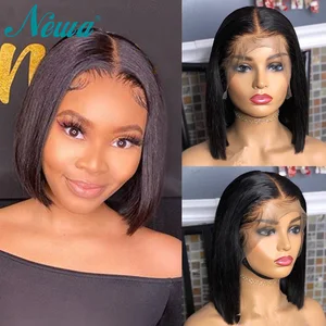 Бразильский парик, прямые короткие фронтальные парики на сетке, парики без повреждений, 13x6, фронтальные человеческие волосы на сетке, предварительно выщипанные Детские волосы, Newa Hair