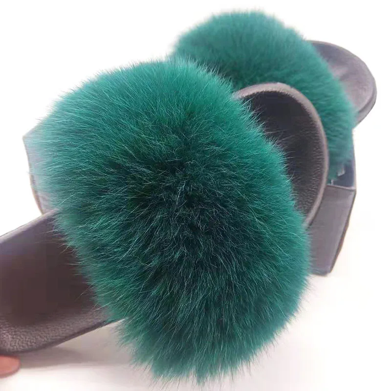 Сланцы женские из натурального Лисьего меха меховые сандалии плюшевые домашние