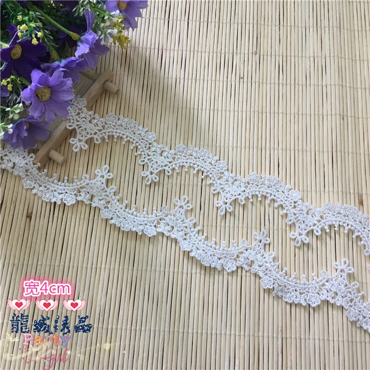6 ярдов/4 см белый хлопок кружевной отделкой свадебный цветок патч кружева ручной