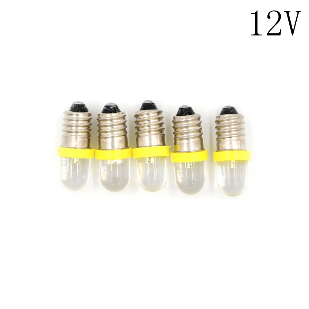 

5PCS E10 LED Screw Base Indicator Bulb Cold White 6V/12V/24V DC Light Bulb Wholesale Low Power Consumption