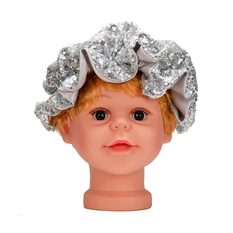 Мама/Дети 2 слоя блесток ткань Череп Шапочки шапка волос блестящая фольга капот