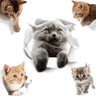 Мультяшные животные 3d наклейка на унитаз s на сиденье унитаза милые кошки ПВХ Наклейка на стену ванная комната Холодильник Дверь Декор Наклейка s наклейки