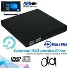 USB 2,0 внешний тонкий CD  RW DVD ROM Комбинированный привод USB2.0 DVD привод CD RW Писатель горелки ридер плеер для ПК ноутбука