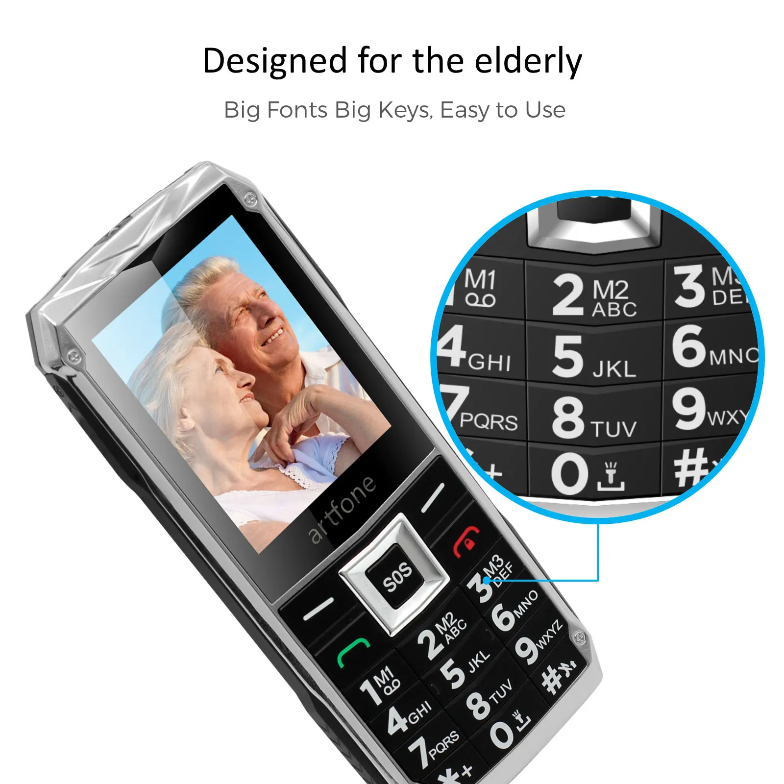 2,4 дюймовый цветной экран, большая кнопка для пожилых людей, Artfone Dual SIM, двойной режим ожидания, разблокированный GSM, SOS от AliExpress RU&CIS NEW