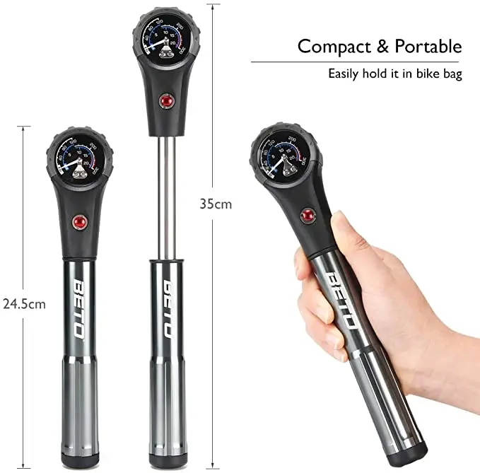 

300psi Bicycle Shock Fork Pump MTB Gauge Presta Shcrader Combo Pumps Cycling Portable Air Inflator Road Bike Mini Hand Pump
