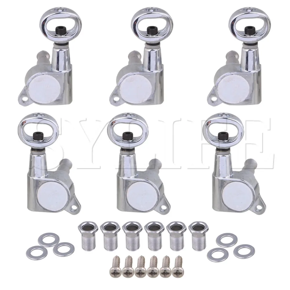 6 хромированных полых закрытых колышек для фолк тюнинга гитары тюнеры головки 4x3 7