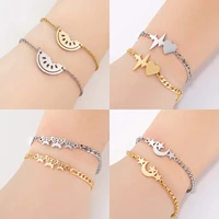 hot heart butterfly elephant charm stainless steel link bracelets for women ankle accessories party friends jewerly gift