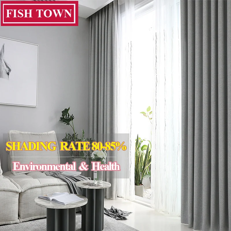 

Fish Town Shading Rate 80-85% Modern Blackout Curtains for Living Room Drapes for Window Blinds Curtains For Bedroom Custom Made