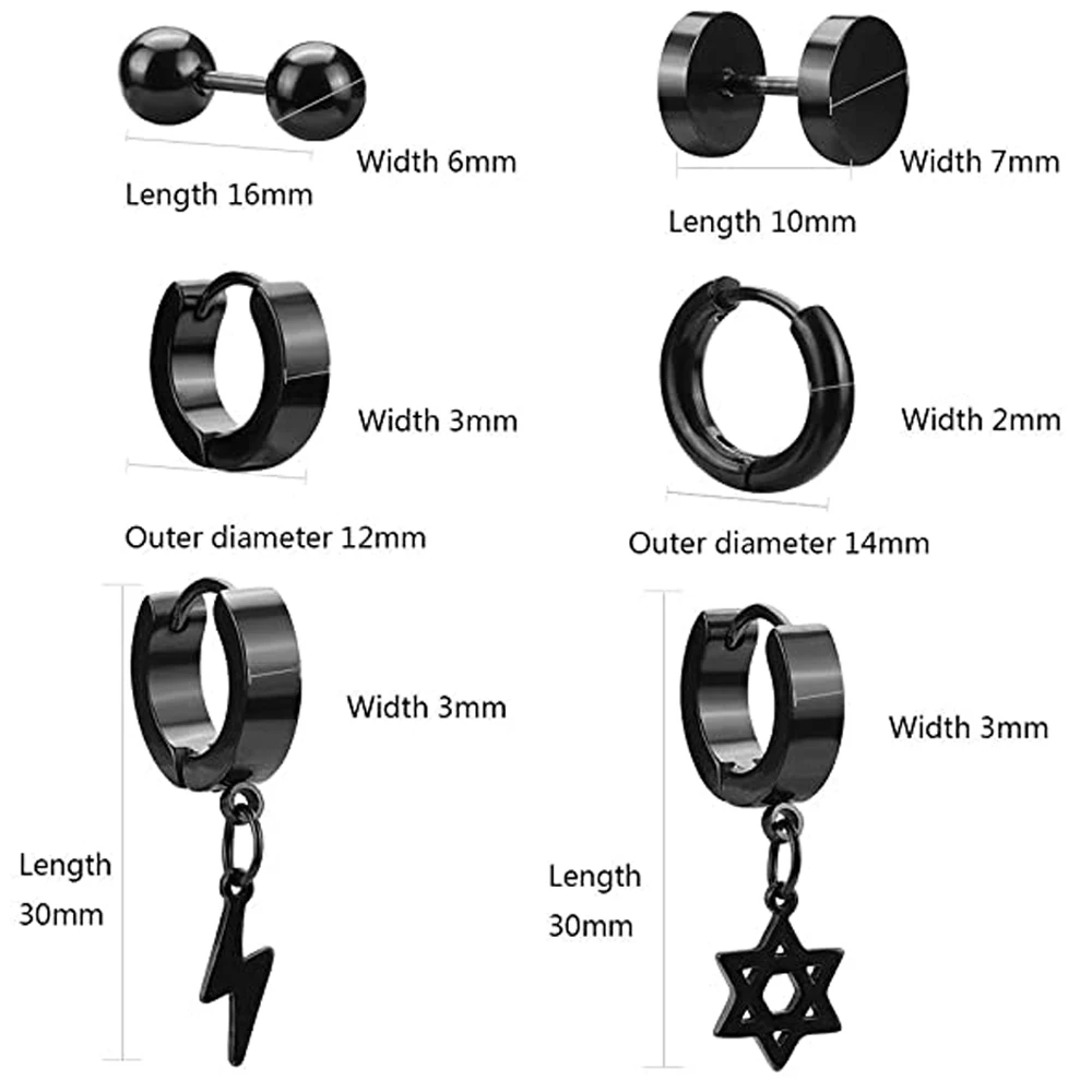 1 пара разных типов Форма унисекс черный/золотой Цвет для пирсинга из нержавеющей