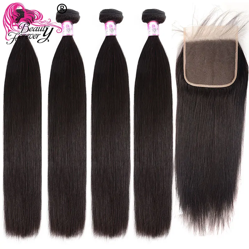 Прямые волосы Beauty Forever бразильские пряди человеческих волос с кружевной