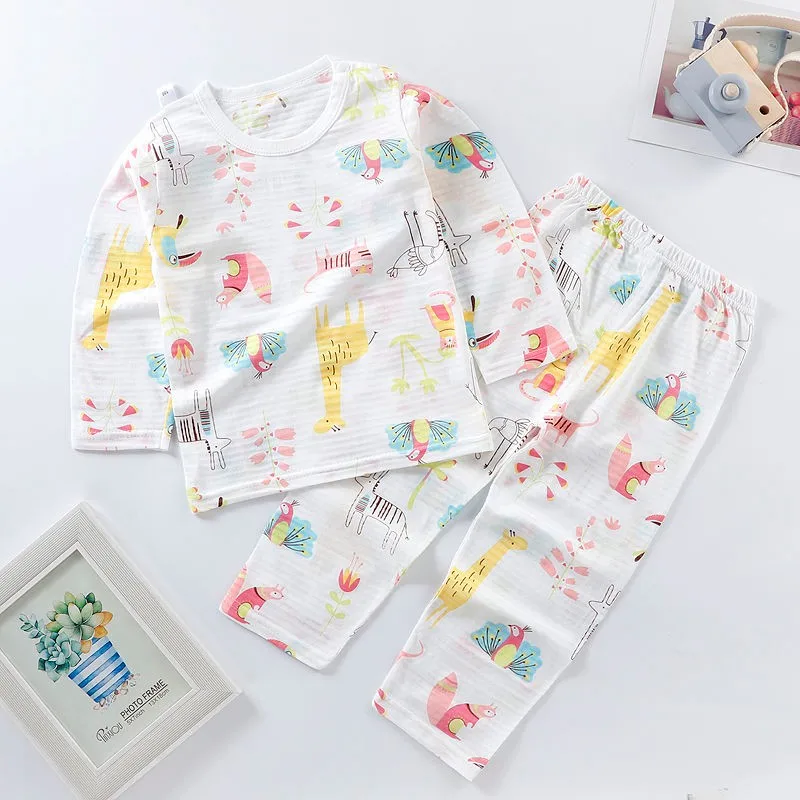 Детские пижамы летняя кимоно детские милые хлопковые и льняные Мультяшные для