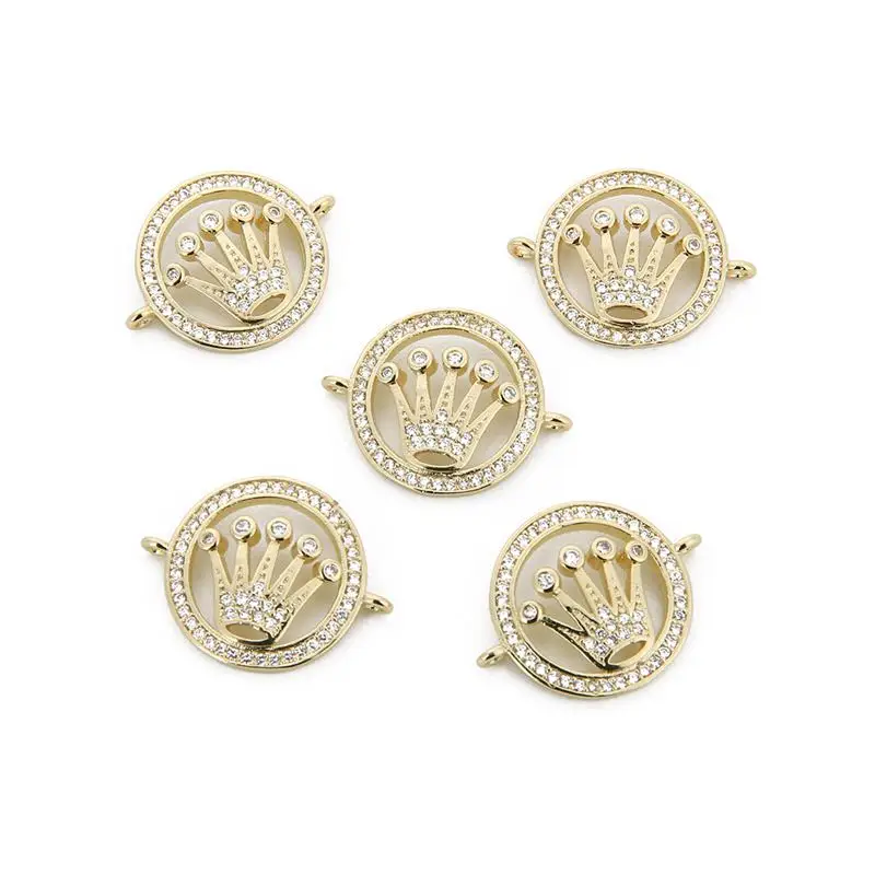 

Pendants Double Holes Round Copper Inlaid Zircon Women Necklace Pendants Bracelets Charms Jewelry Accessories For Diy Finding