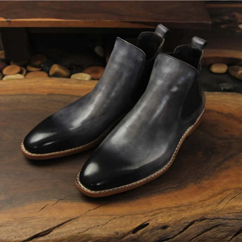 Sipriks мужские ботинки челси из натуральной кожи итальянские Goodyear с кожаной