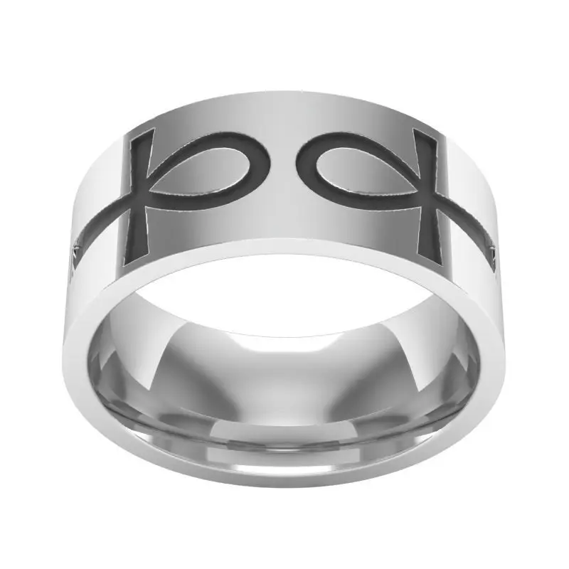 Мода амулет ювелирные изделия египетские Ankh тигель кольца палец титановая сталь