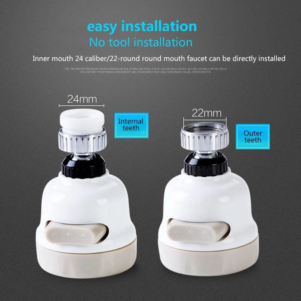 

360 Degree Swivel Kitchen Faucet Aerator Adjustable Dual Mode Sprayer Filter Diffuser Water Saving Nozzle Faucet Connector