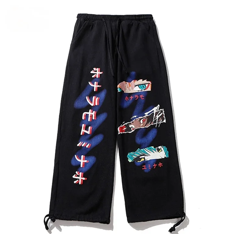 

Брюки прямые с принтом в японском стиле, широкие, в стиле хип-хоп, свободные, в стиле Харадзюку