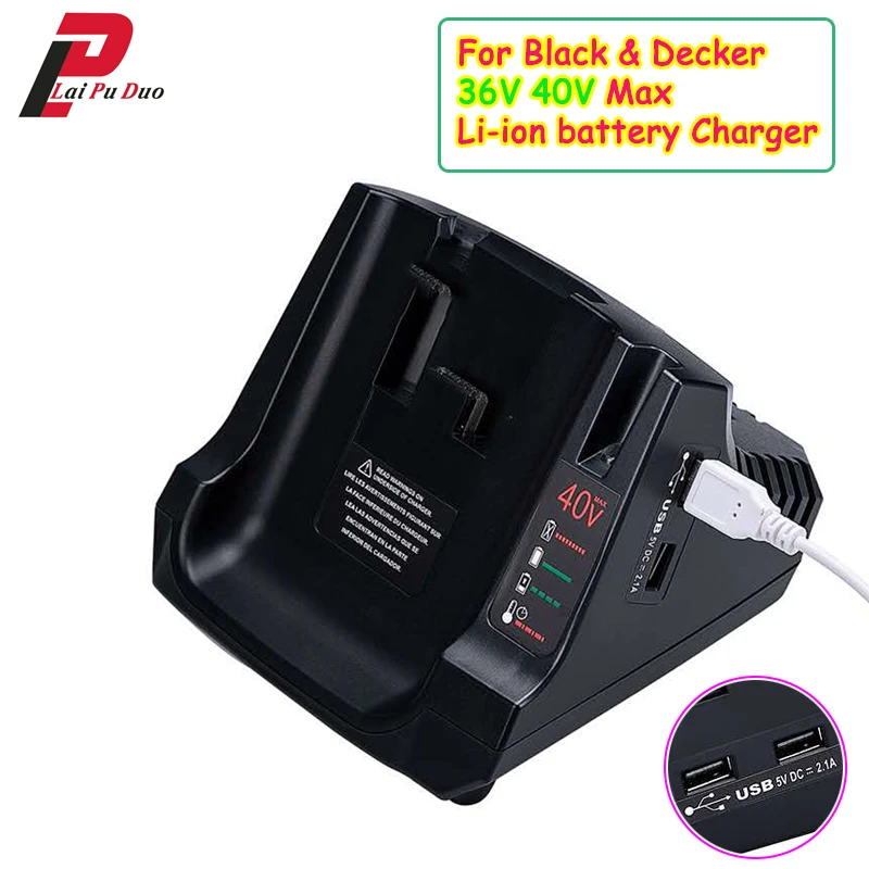 Для Black & Decker 36V 40V Max литий ионный аккумулятор быстрое зарядное устройство LCS40 LCS36 с