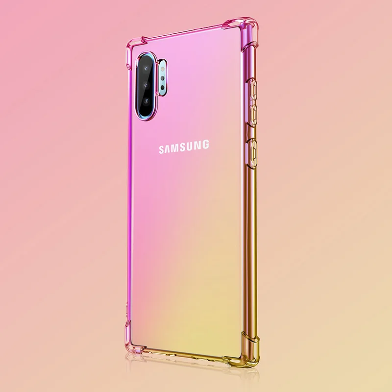 Градиент защитный силиконовый чехол для samsung Galaxy Note 10 9 8 S8 S9 S10 плюс S7 край A80 A70 A60 A50 A40 A30 A20 A10E корпус телефона