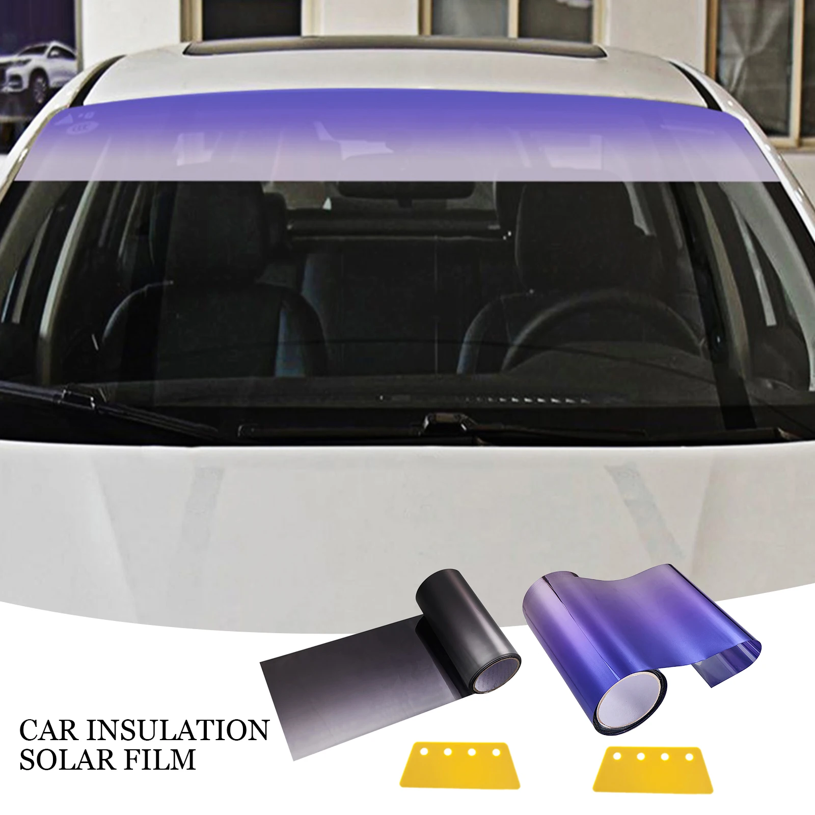 

Car Front Windshield Sun Visor Protection Shade Sticker Window Sun Visor Strip Heat Insulation Tint Film 150x20cm Auto Decors