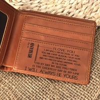mens wallet rfid blocking cowhide leather vintage bi fold wallet in wood gift box