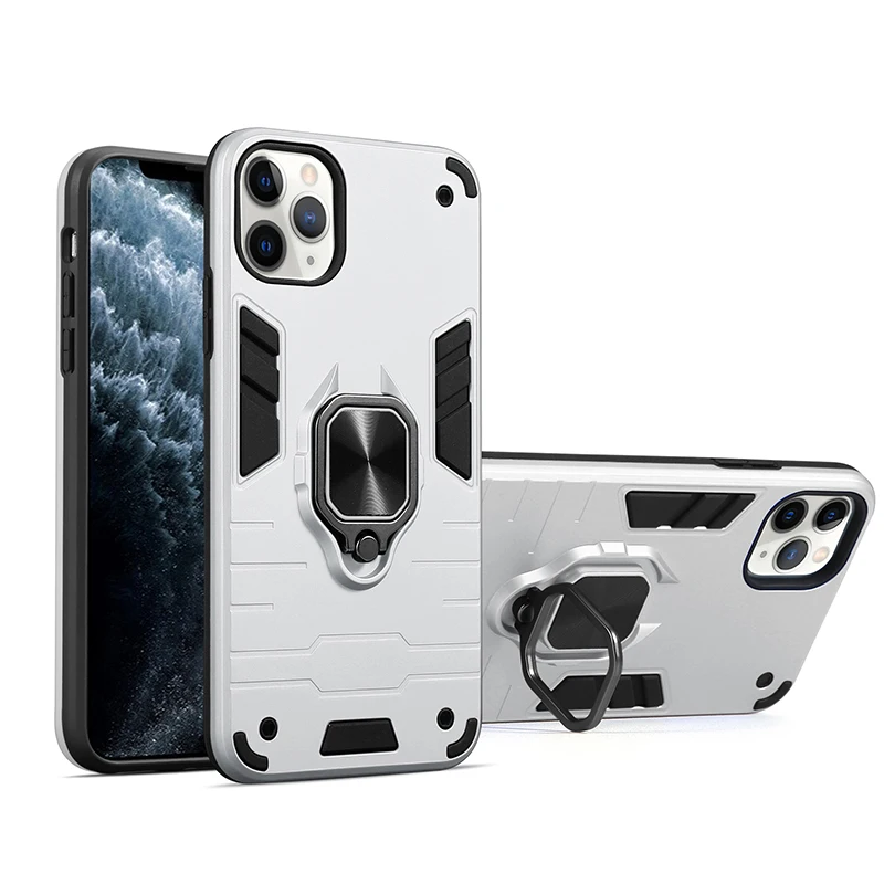 

Luxury Armor Shockproof Phone Case For iPhone 12 Mini 12 11 Pro Max XR XS Max X Magnetic Car Metal Ring Stand Holder Back Cover