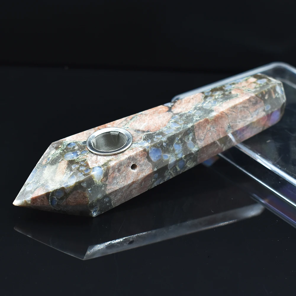 

Natural Rose Quartz Crystal Smoking Pipes Cigarette Pipe Healing Crystals Decoration Crystal Stone
