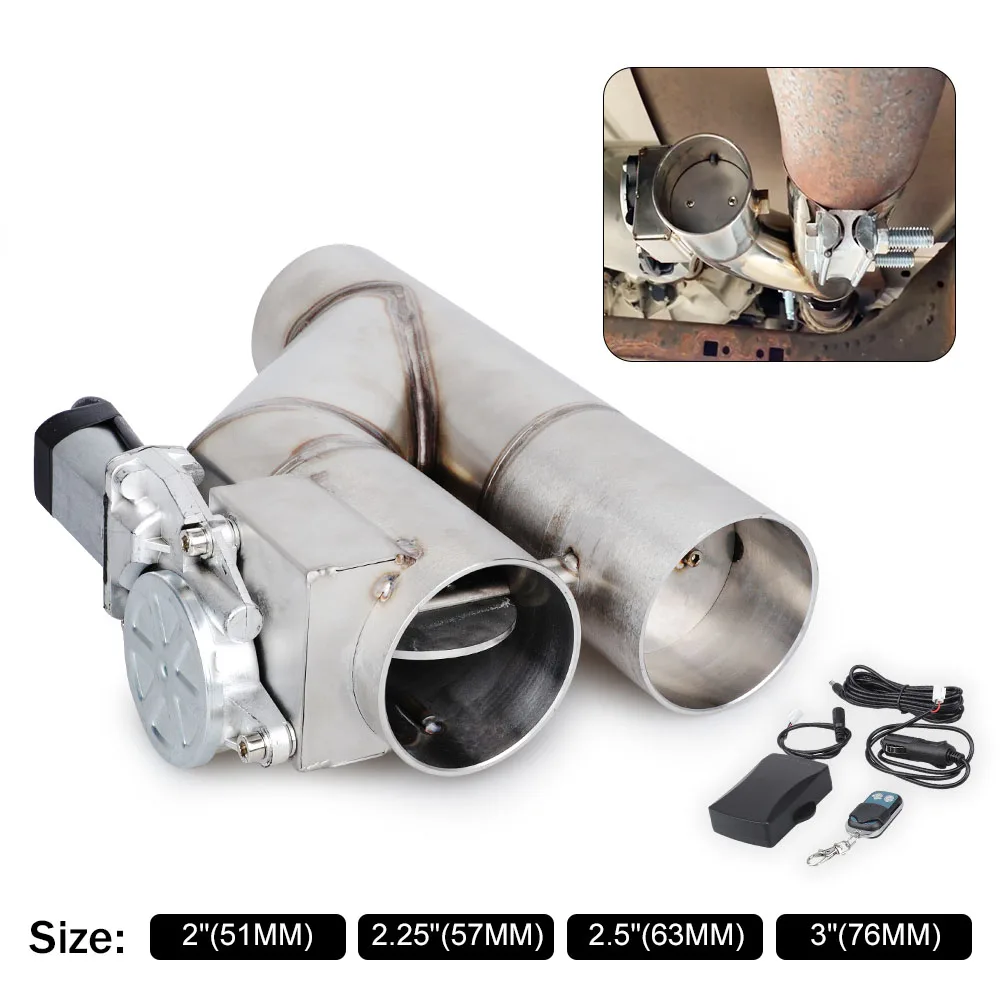 30°~90°adjustable 2''2.25''2.5'' 3.0'' Stainless Steel Headers Y Pipe Electric Exhaust Cutout Double Valve With Remote Control