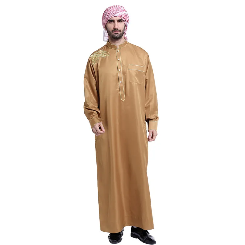 Jubba tobe для мужчин мусульманская одежда взрослых Дубай Кафтан вышивка Арабский