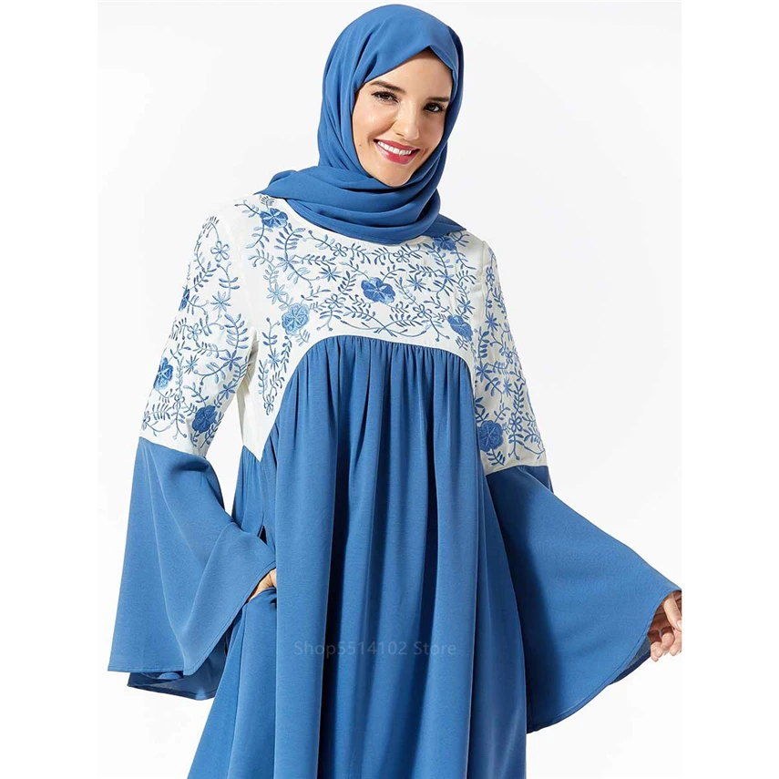 Fashion Women Muslim Islamic Clothing Hijab Dress Floral Embroidery Abaya Dubai Kaftan Marocain Pakistan Arabic Party Long Robe |