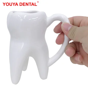 Dental Tooth Shaped Coffee Mug Ceramic Cup With Handle Travel Creative Personalized Water Cups Dentistry Christmas Dentist Gifts