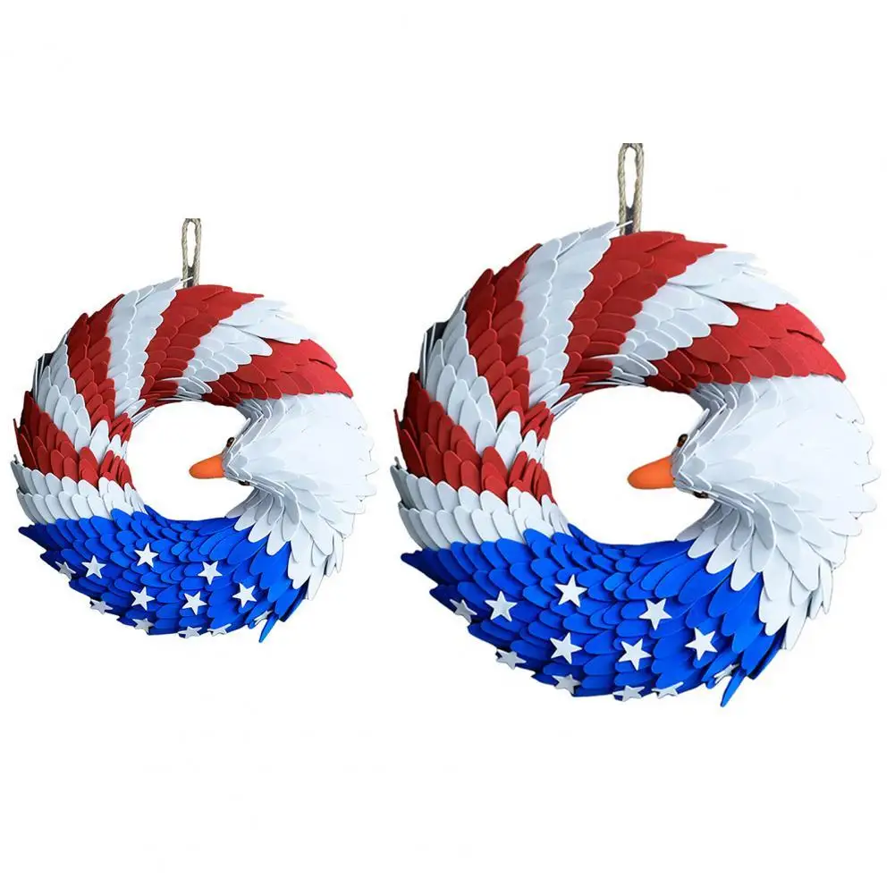 

Door Wreath Easy Clean Bright Colors Eagle Shape Independence Day Hanging Wreath Garland for Front Door Christmas Party Wedding