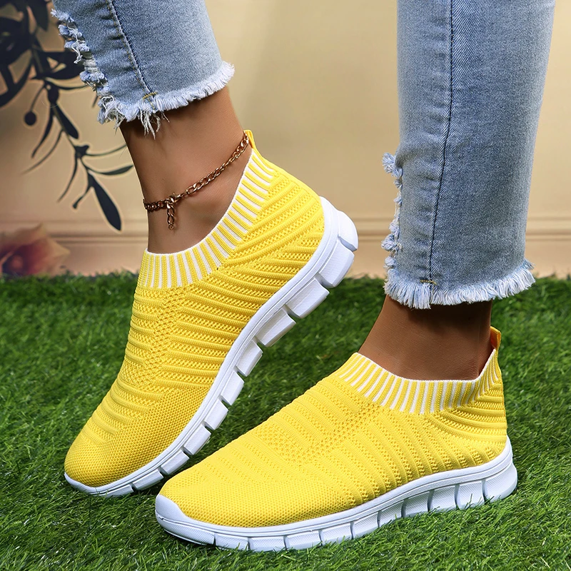 

Women Shoes Fashion Breathable Walking Mesh Flat Shoes Sneakers Women Vulcanized Shoes Plus Size Loafers Flats Walking Shoes