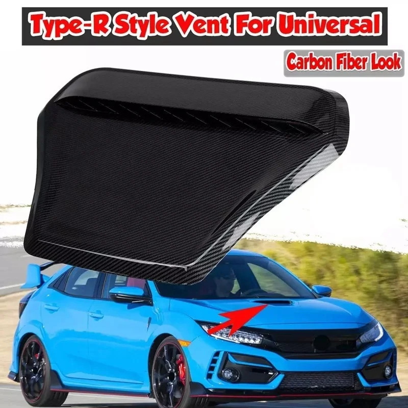 

Type-R Style Carbon Fiber Look Universal Car Fornt Hood Vent Air Outlet For Honda For civic For accord For Ford Focus -RS