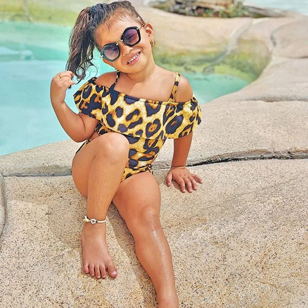 Imcute/детский купальный костюм для маленьких девочек с рюшами воротником и