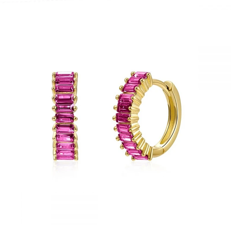

2Pcs S925 Sliver Stud Earring Women Ear Bone Buckle Bling Zircon Huggies Earring 100% Mterial Vintage Bijouteria